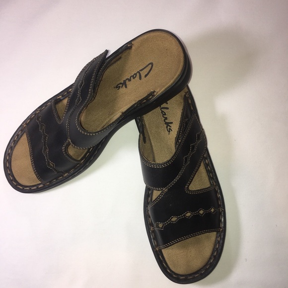 Clark’s Leather Slide Sandals Women’s Brown Sz: 7N - Picture 3 of 10